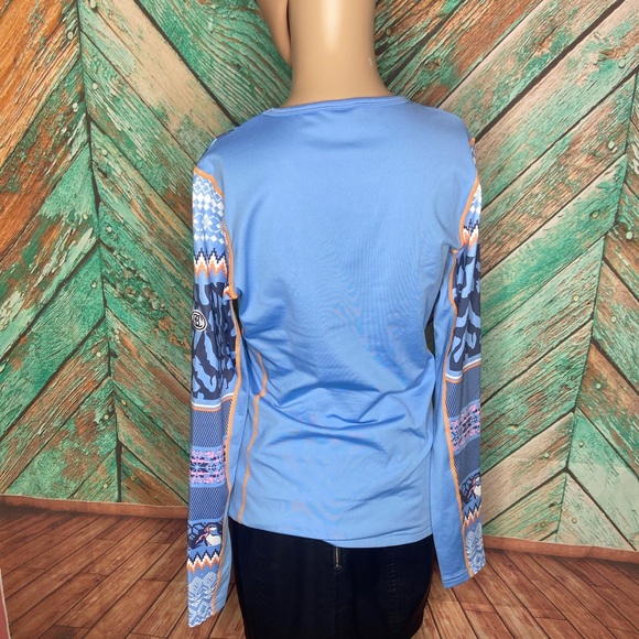 Kari Traa Lilja Puffin Pattern Warm Long Sleeve Shirt Pastel Light Blue - Picture 7 of 11